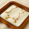 ins pearl shell pendant bracelet stainless steel plated 18K gold jewelry light luxury waterproof versatile jewelry women