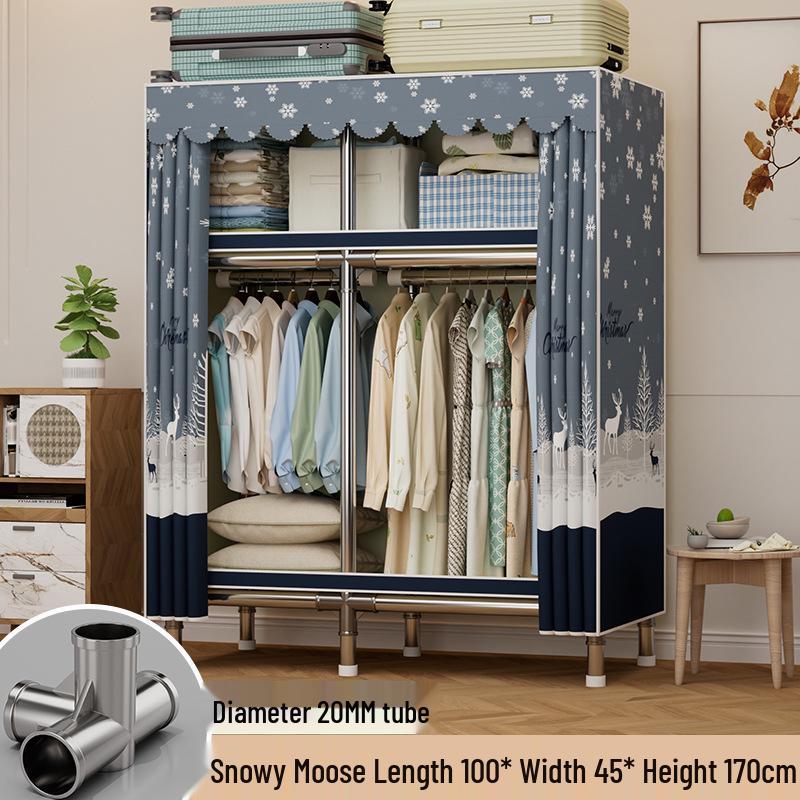 Sturdy Reinforced Steel Frame Fabric Wardrobe for Home & Bedroom Use