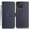 For iPhone 16 Pro Max Wallet Case with Strap/Multiple Card Slots Solid Color Leather Stand Phone Cover