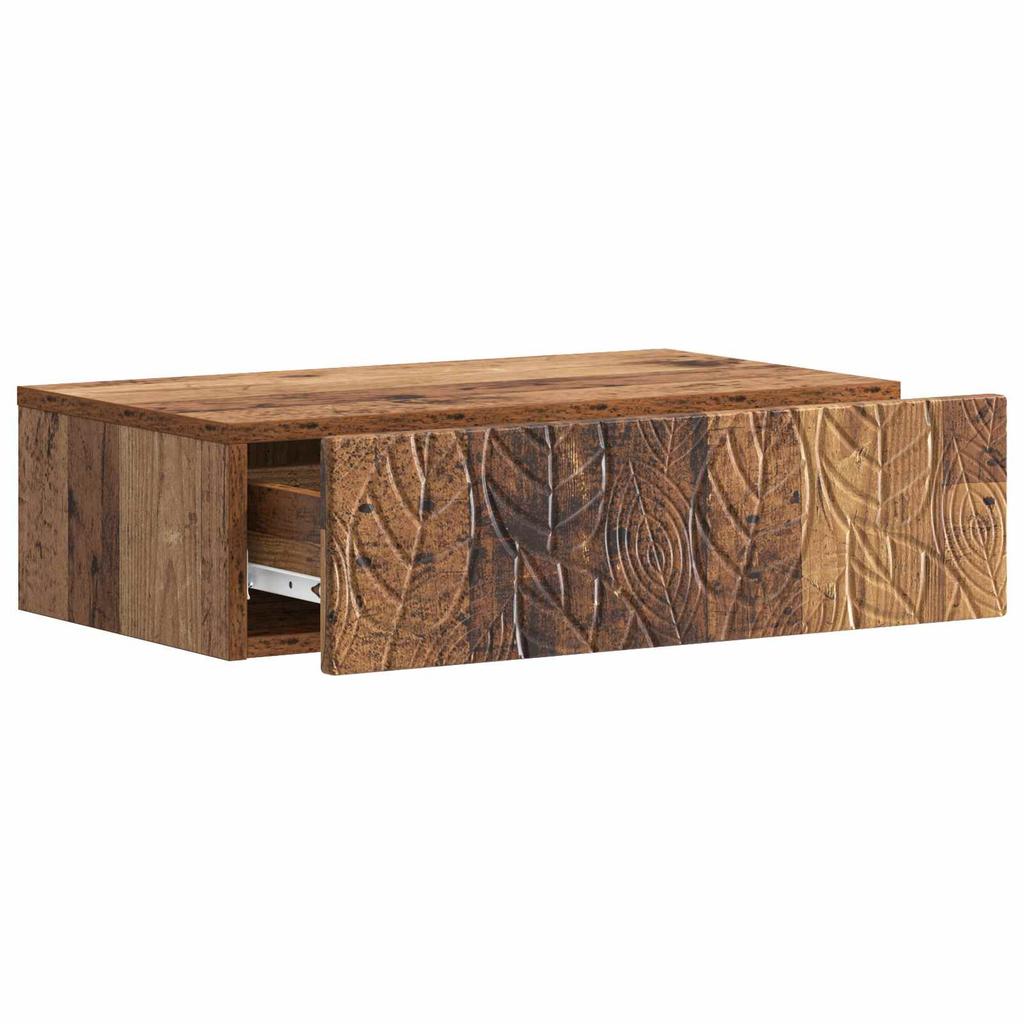 Wall Mounted Side Table Reclaimed Wood Look 59 x 34.5 x 17 cm