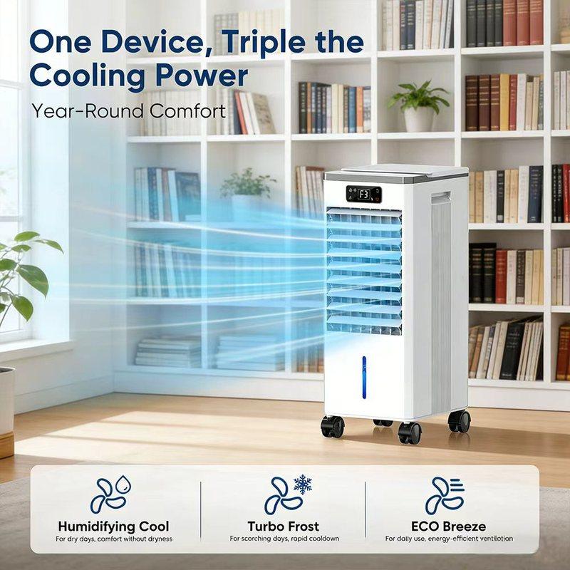 Portable Air Conditioner Fan Without Window 3in1 Evaporative Air Cooler 4 Modes 3 Speeds 2 Gallon Water Tank Remote Control 12H