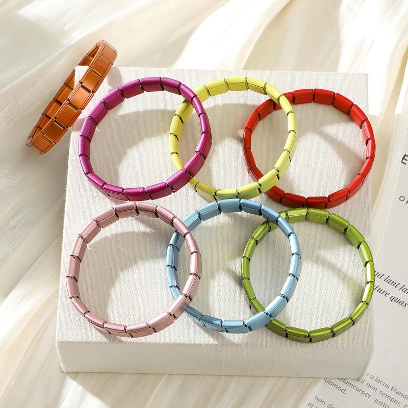 Y2K Fashion Colorful High Quality 9mm Width Elastic Italian Charm Links Chain Stainless Steel Bracelet Bangle Jewelry DIY Making