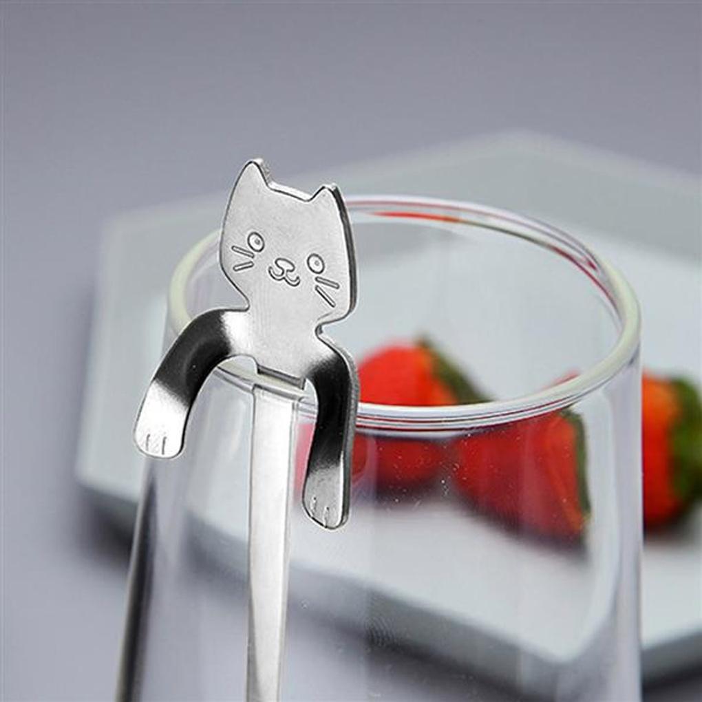 Cat Arm Cup Holder Teaspoon Holder Dessert Stainless Steel Home Cafe