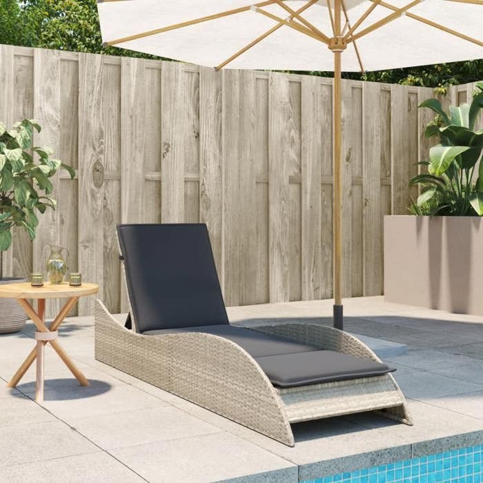 VidaXL Chaise Longue with Cushions, Daybed with Adjustable Backrest, Sunbed, Outdoor Garden Furniture, Modern, 368283
