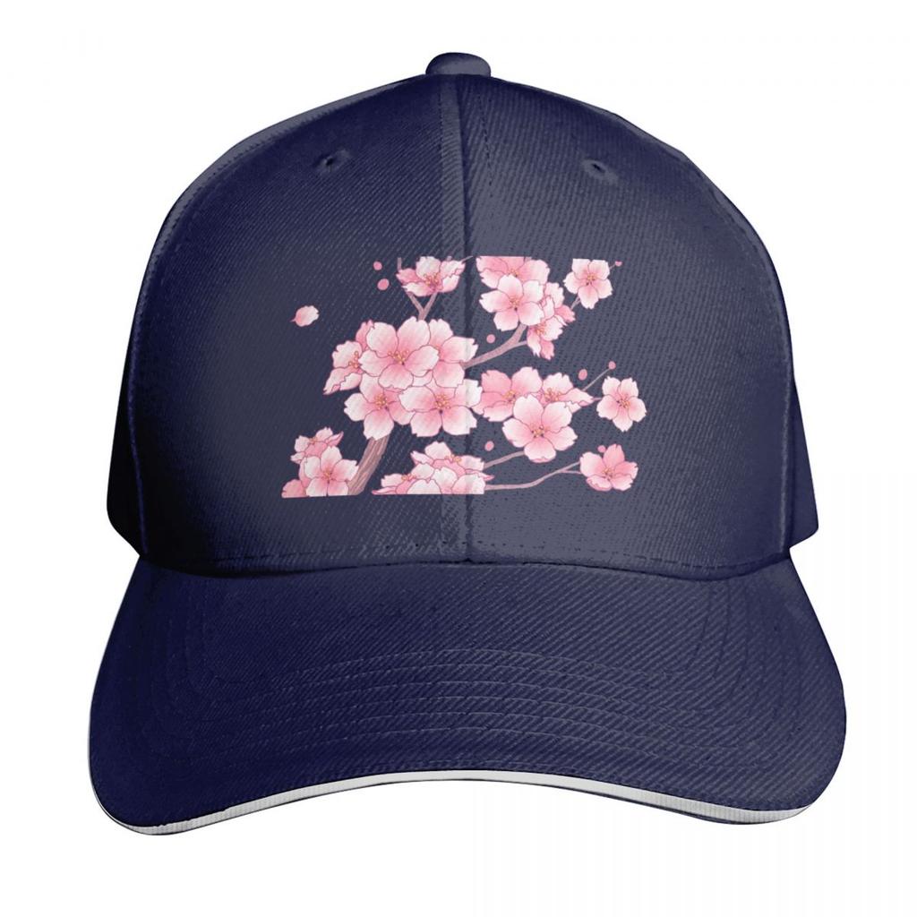 Falling Pink Sakura Cherry Blossom Branches On White Baseball Cap Hat Unisex Luxury Hat Unisex Derby Hat Hats Women Unisexs