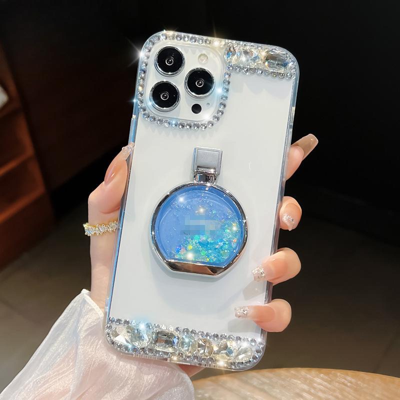 

Подходит для чехла для мобильного телефона IPhone16promax Прозрачный держатель для бутылки с зыбучими песками Apple 15/14 Высококачественный водочувствительный страз iPhoneSE 2020