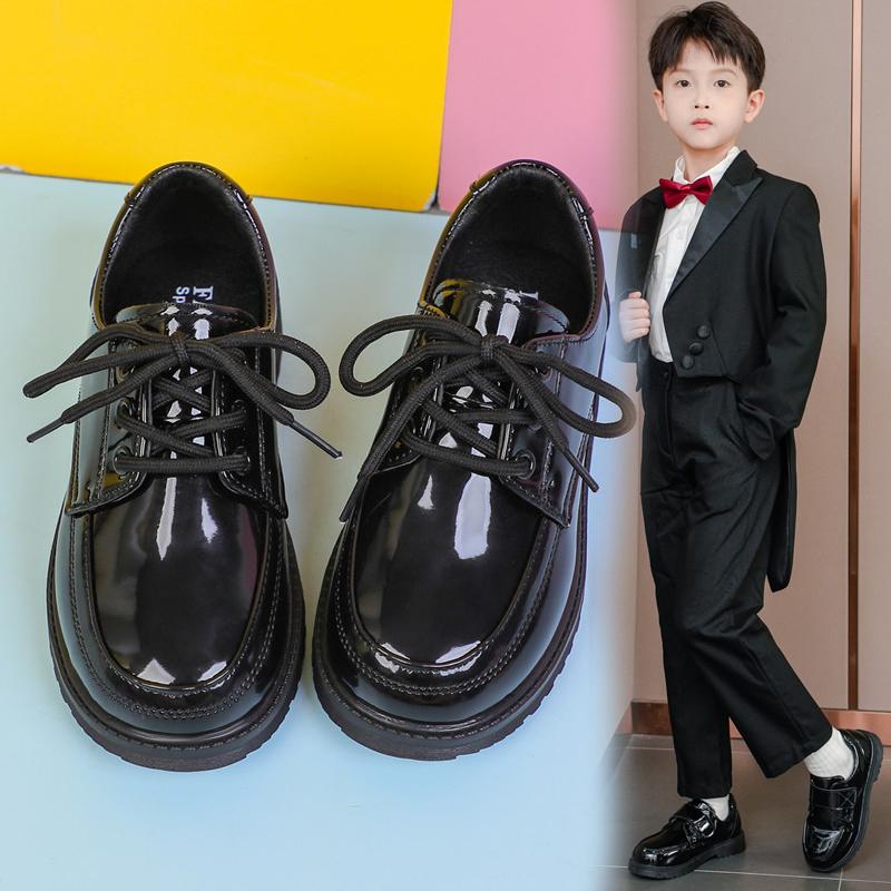 *Spring and Autumn New Round Head Cute Boys' Lace Up Walking Shoes Fashionable and Comfortable Solid Color Buckle Casual Shoes