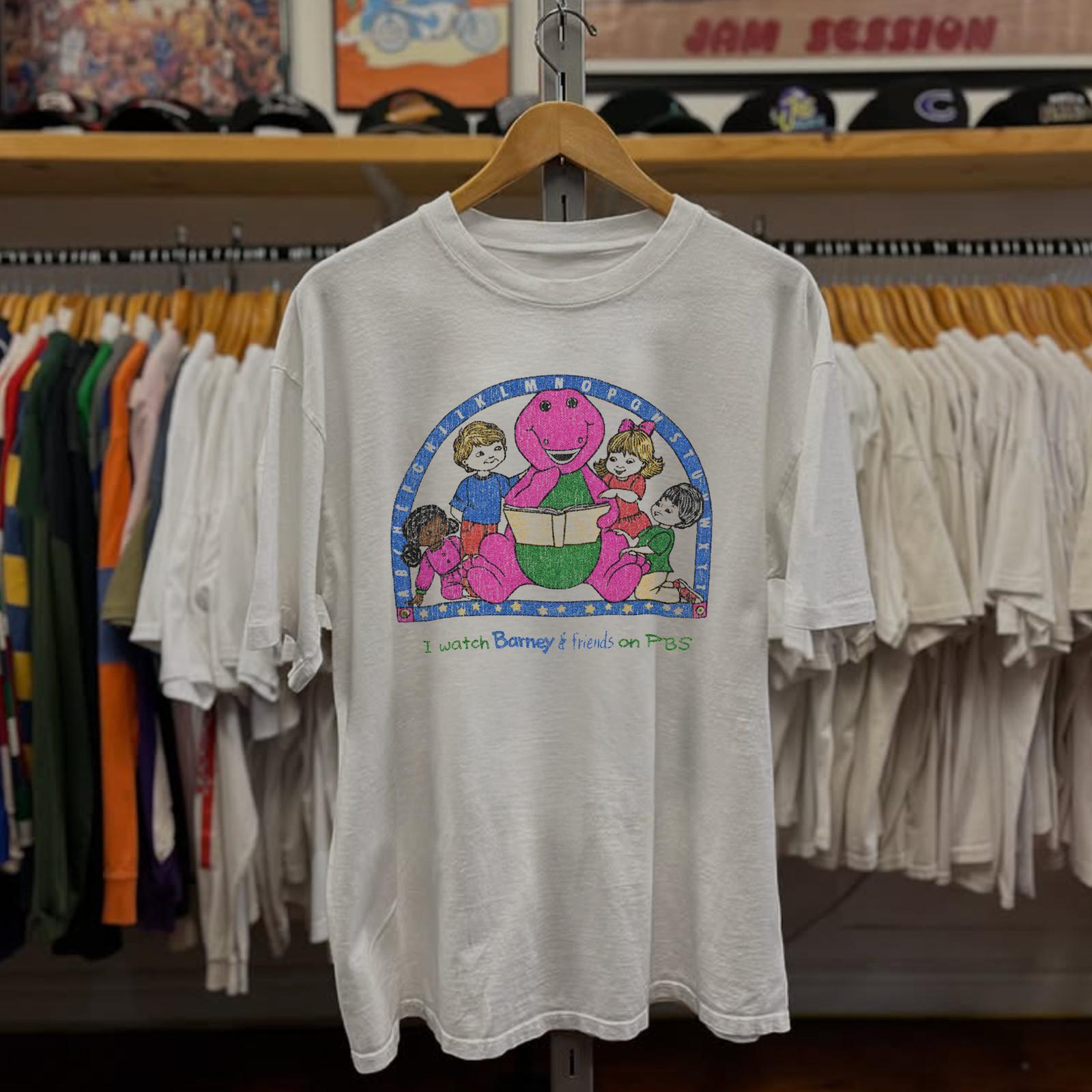 Barney & Friends PBS Rare T-Shirt White S XL