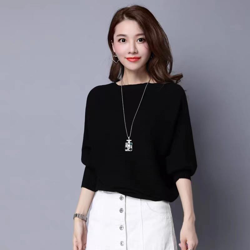 Knit Sweater Women Loose Pullover Long Sleeve O Neck Sweater for Spring and Autumn