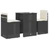 3 Piece Bistro Set with Cushions Black Poly Rattan