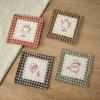 4 pièces sous-verres rustiques en coton, dessous de verre tissés à carreaux brodés à la main pour tasses à café et à thé, protège-table lavable résistant à la chaleur pour la maison