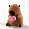 Large Love Capybara Plush with Holding Heart Cute Bow Stuffed Animal Soft Plushies Toys Romantic Sweet Gifts for Kids Girlfriend