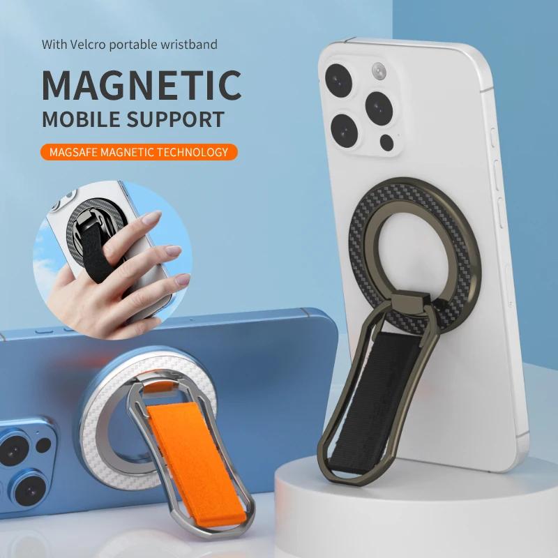 2025 New Strong Magnetic Phone Holder for Magsafe 360 Degree Rotation Double Magnet Finger Ring Stand for iPhone 14 15 16 Xiaomi