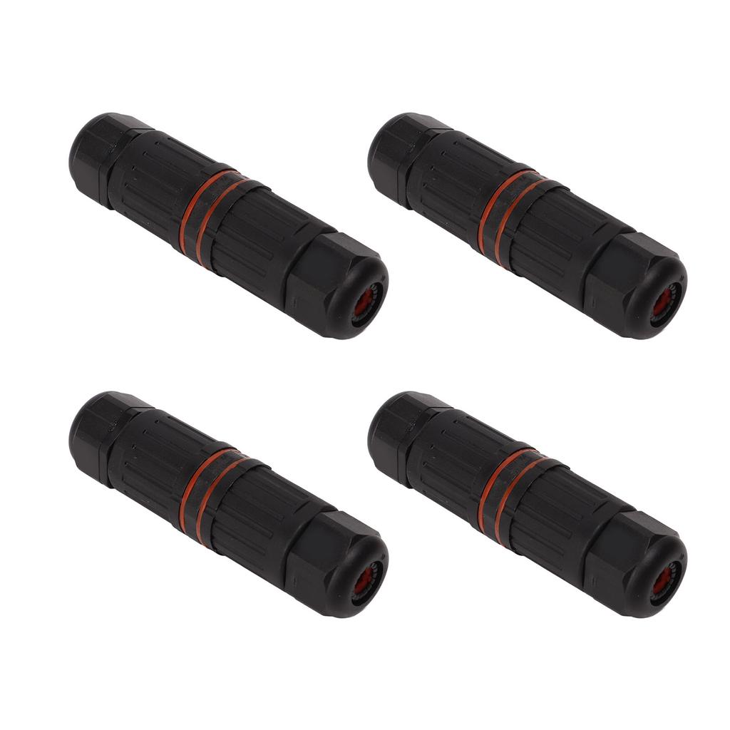 4PCS Electrical Connector Waterproof 3 Pin 10A Flame Retardant PA66 Rubber Washer Wire Connector