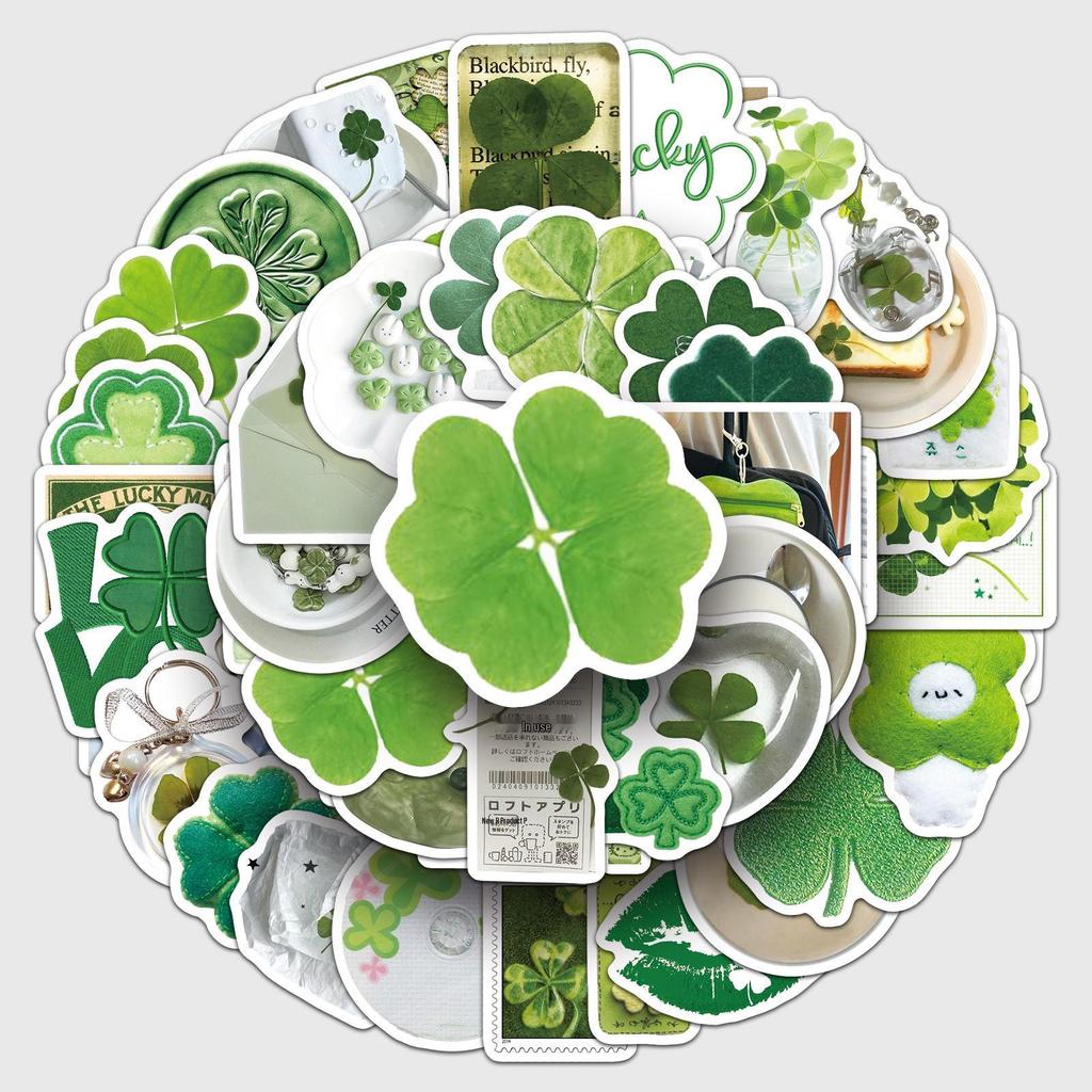 50 Four-Leaf Clover Graffiti Stickers – Creative Fresh Plant Theme for DIY Phone Decoration