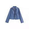 2024 European & American Style Women's Denim Shirt with Bow Decoration