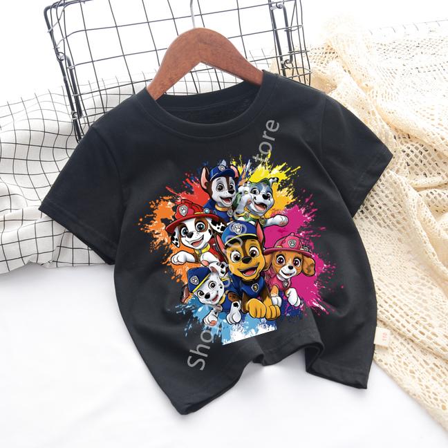Paws Patrols Cool TShirt Skye Chase Summer Oneck Tops Boy Girl Number Tees Animal Baby Birthday Clothes Cartoon Casuals Tops