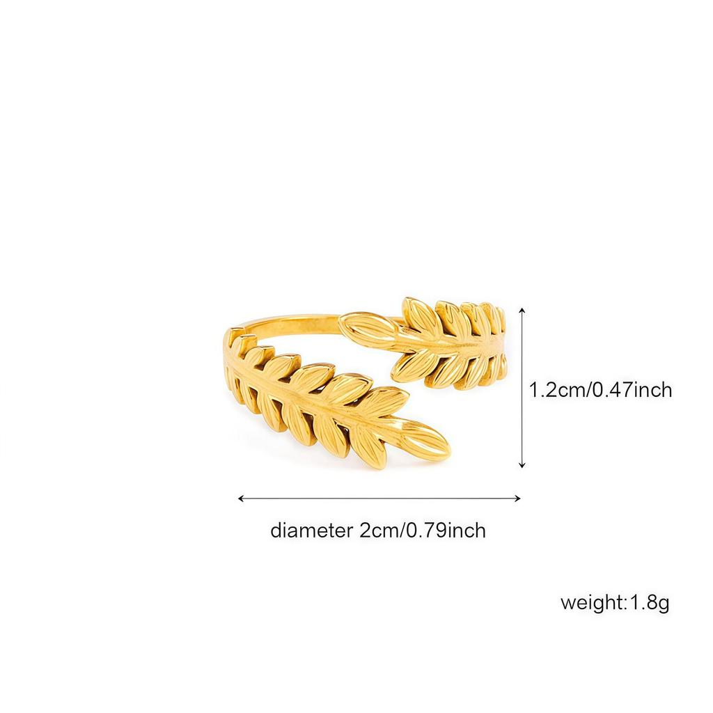 Elegant 18K Gold-Plated Geometric Stainless Steel Ring with Natural Stone, Adjustable for Women
