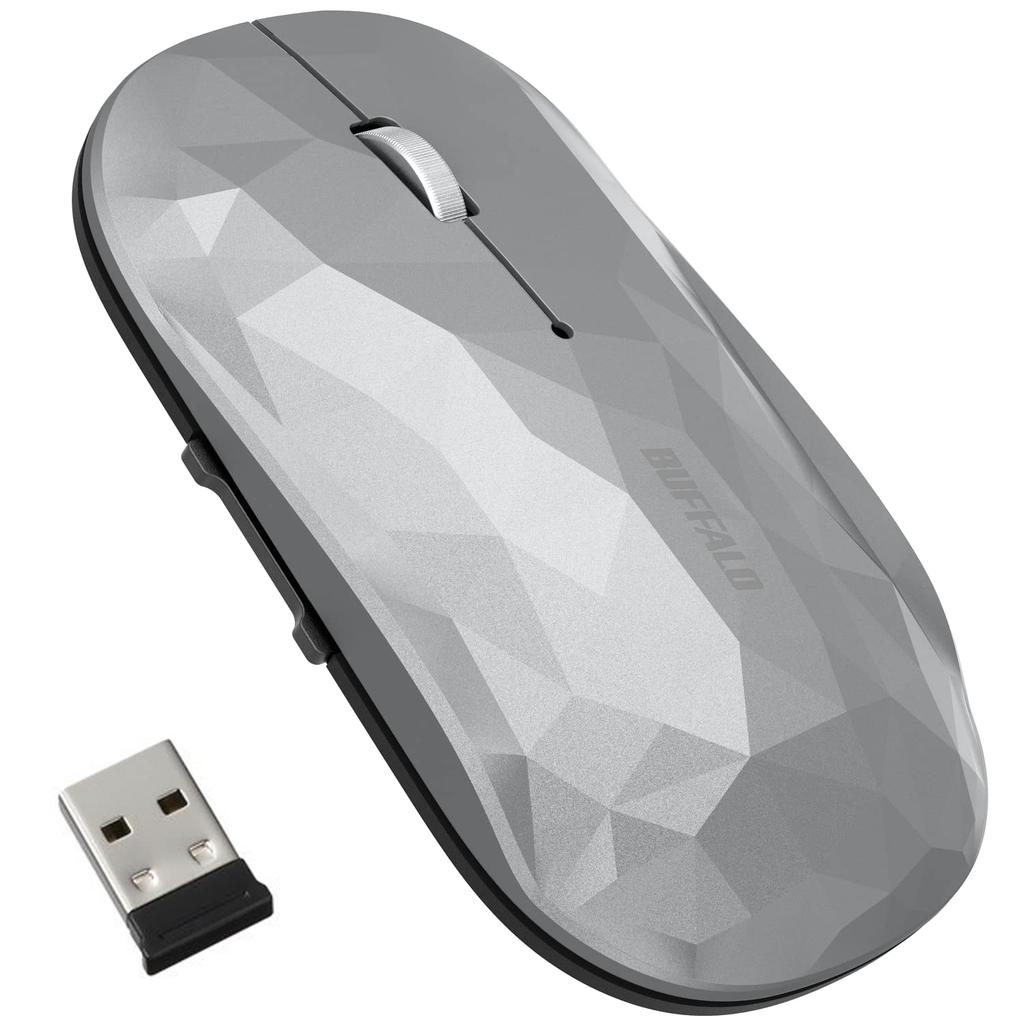 Buffalo FLEXUS Wireless Mobile with Slim and Design with Quiet Blue DPI Presentation Up To 582 Days of Compatible with Geometry BSMBW535GSV Mouse,