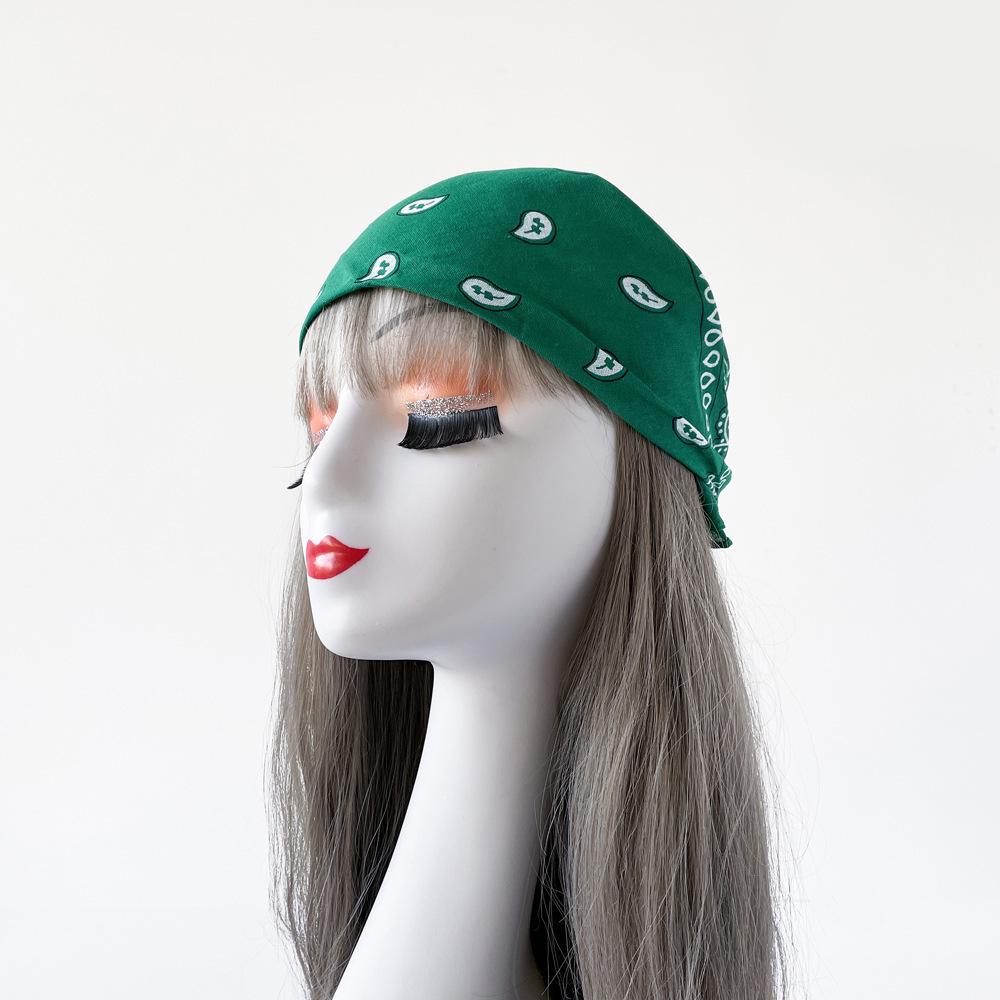 European American Hip Hop Cashew Print Headscarf - 50cm Cotton Linen Square Scarf for Women