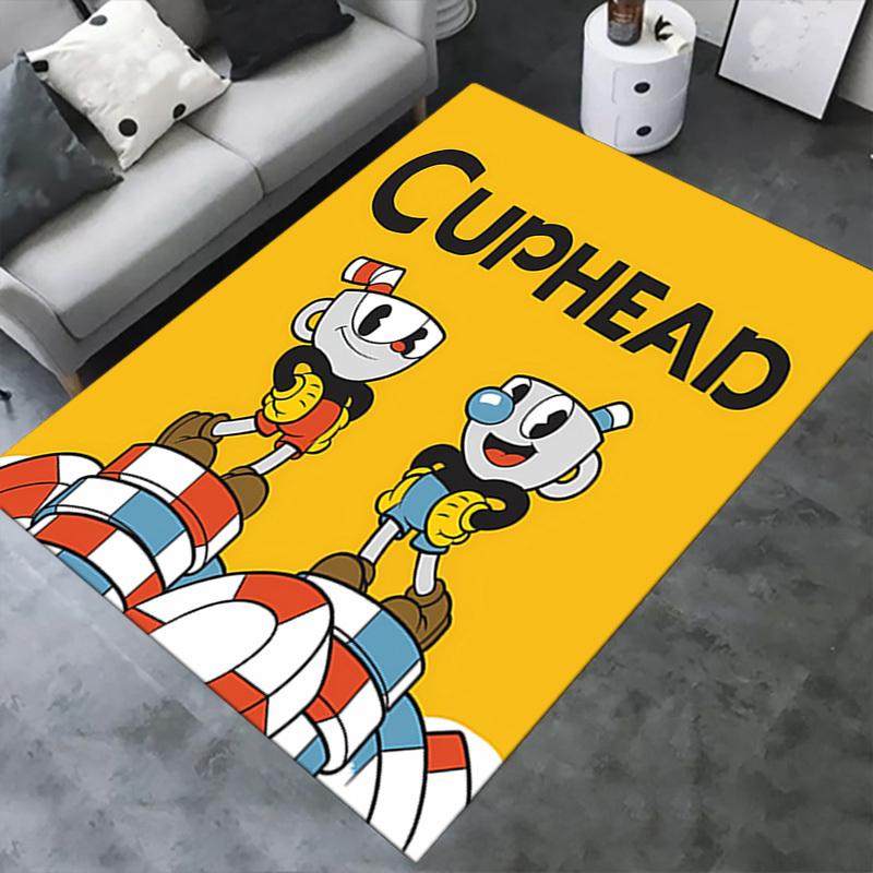 1pc Cuphead,Mugman,Bros Office Carpet Soft Polyester Non Slip Machine Washable Indoor Carpet Living