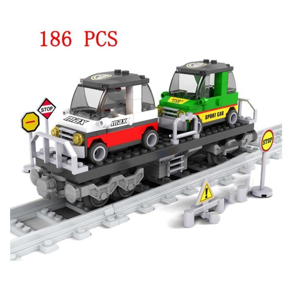 City Train Set Steam Bullet Vehicle Cargo Railway Station Model Building Blocks Brick Tracks Rail No Motor Kits Carriage Kid Toy