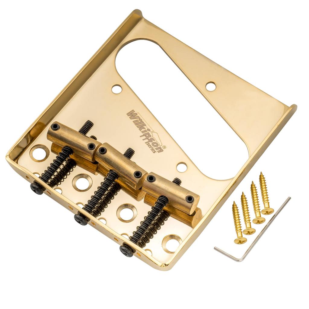 Wilkinson String Pitch Vintage Ashtray Telecaster Bridge Brass Gold 10.8mm Assembly, 3-Way, Saddles,