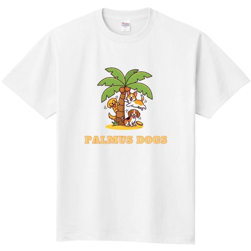 Palmus Dogs T-Shirt Cartoon Puppy Dog Graphic Palm Tree Summer Style Cotton Tee 3XL