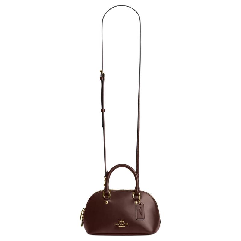 Coach SATCHEL Lara 22 Zipper Closure Silver Hardware Cow Leather Handbag Small Women's Maple Color