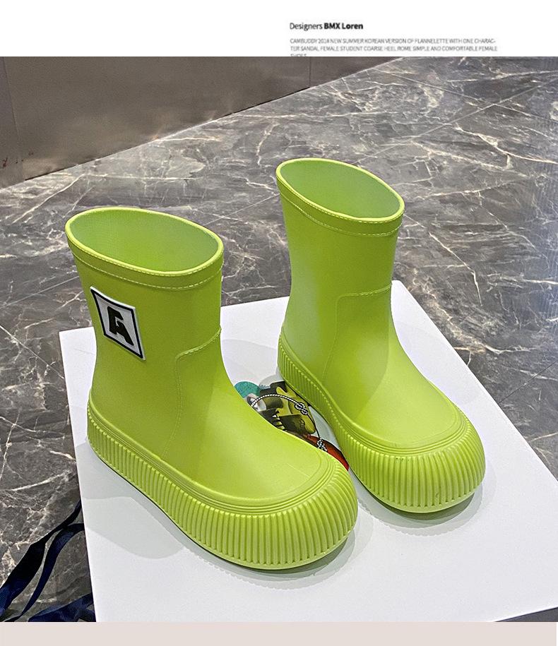 Fashion Winter Mid-tube Beam Mouth Fashion New Women's Rain Boots Fashion Thick Sole Anti Slip Ladies Rain Shoes Outdoor Non-Slip Shoes