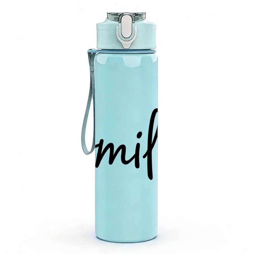 1PC Smile Heart Minimal Line Art Print 750ml Color Plastic Sports Water Bottle Leakproof Flip Straw Lid Suitable for Sports Office Home Use