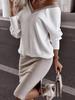 Women's Casual V-Neck Hoodie and Skirt Set