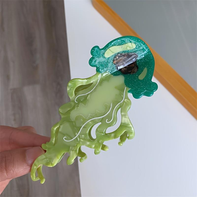 Ocean-Inspired Acetate Hair Claw - Large Jellyfish & Shark Design, Elegant Cute Grip, Big Animal Cartoon Hair Clip 