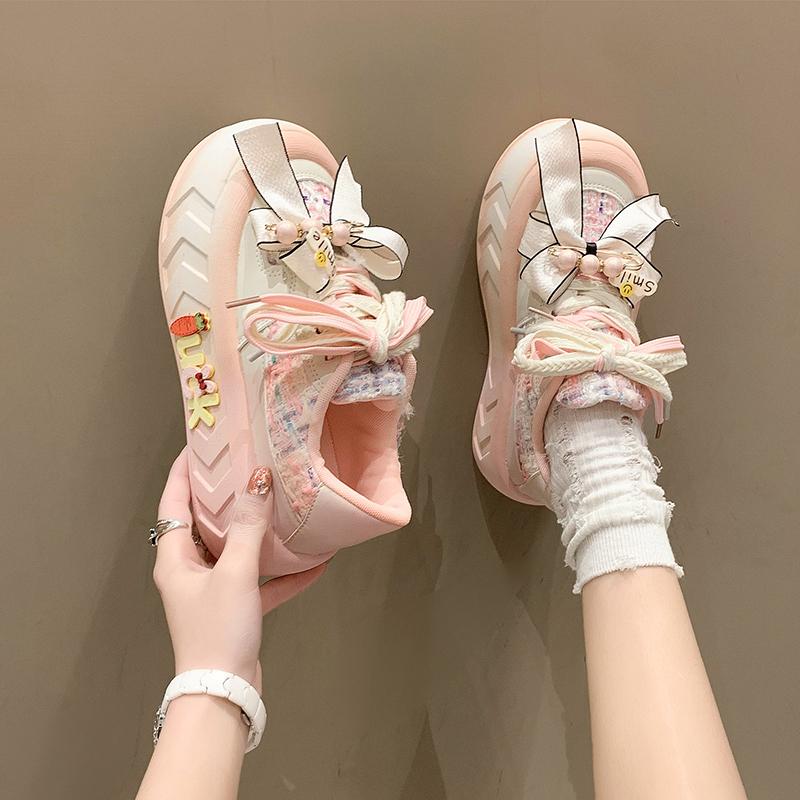 Fashion 5CM New Designer Cute Butterfly Knot Women Sneakers Big Toe Platform Fashion Shoes Slip On Skateboard Walking Tennis for Girls