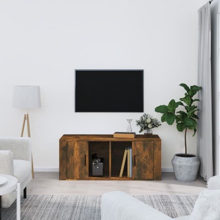 816805 vidaXL TV Stand Smoked Oak 100x35x40 Cm Engineered Wood