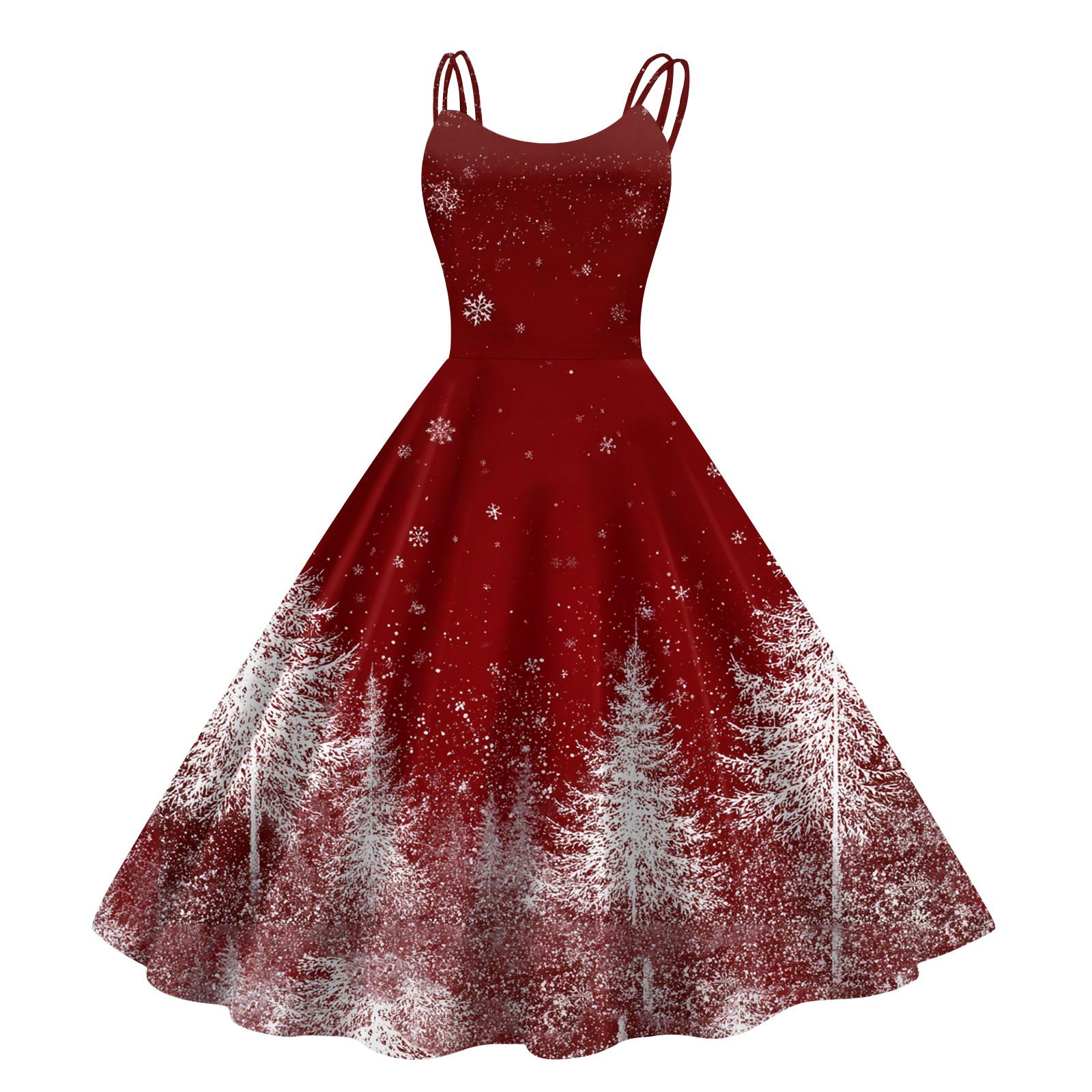 

Женское модное повседневное платье с рождественским принтом, сексуальное с открытыми плечами, в стиле панк, ретро XXL красный