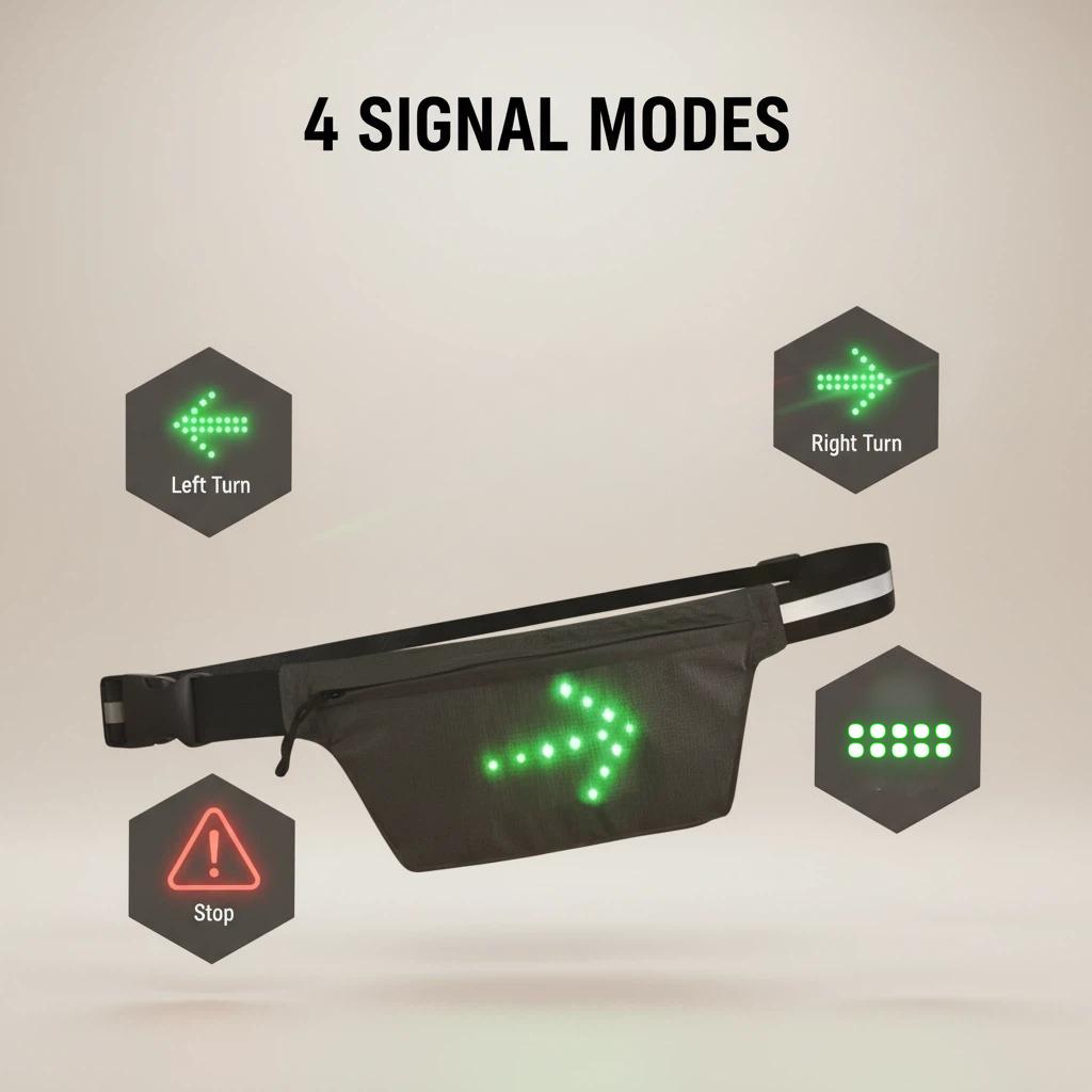 

Беспроводной светодиодный индикатор направления с USB-зарядкой, светоотражающая поясная сумка серый