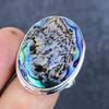 Natural Abalone Shell Gemstone 925 Sterling Silver Jewelry Ring Size 10 D9h90