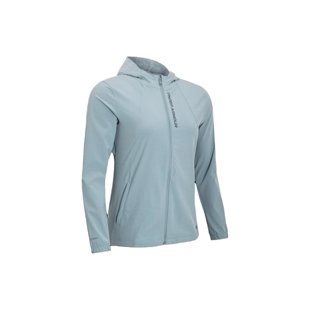 Under Armour Alphabet Print Zip-Up Hooded Jacket Women Outerwear Harbor-Blue 1377043-465