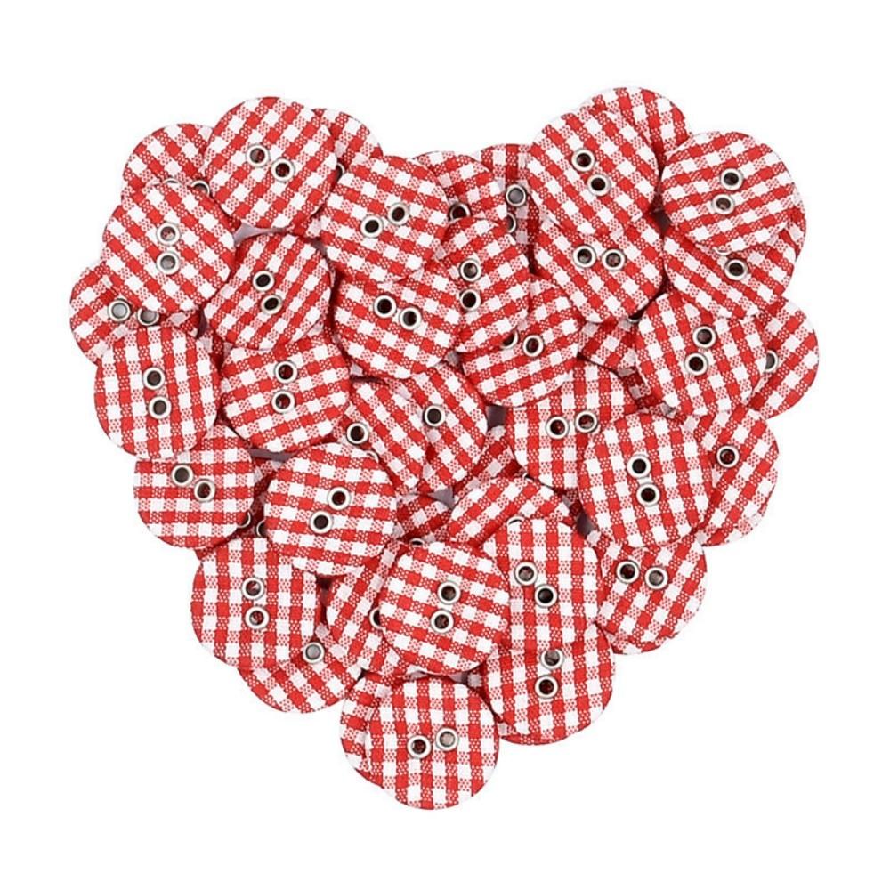 50PCS Multi-Color Round Button Plaid Button Love Scrapbooking for Wedding Decor Sewing Accessories
