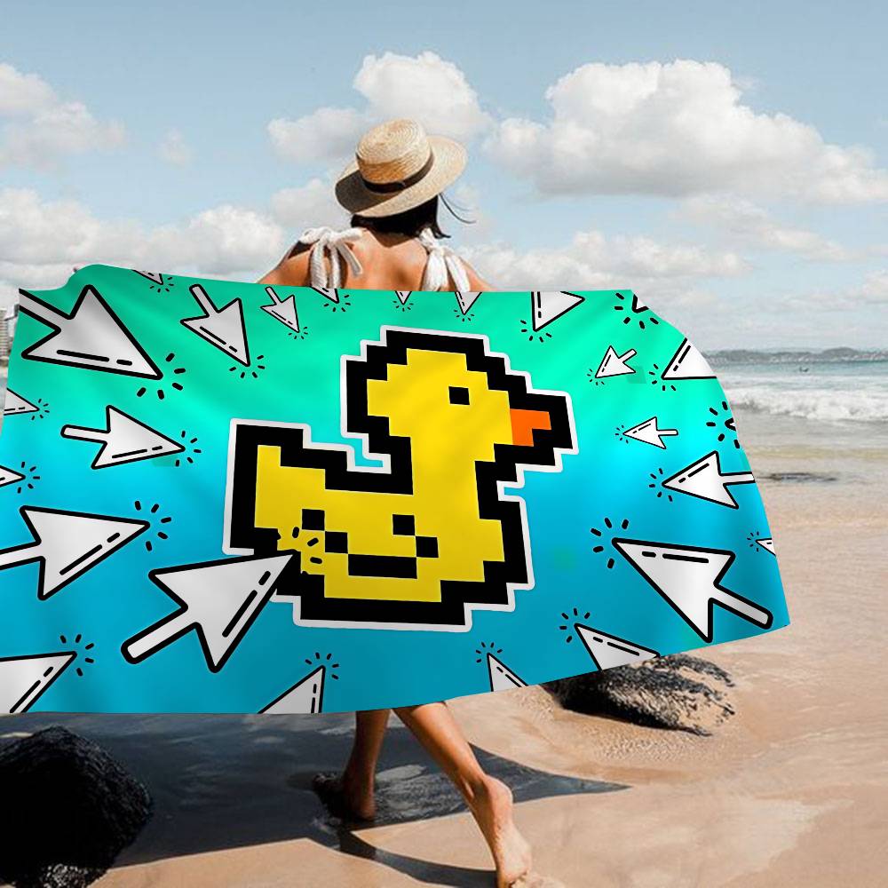 Yellow Classic Rubber Duck Beach Towel Colorful Bath Towels For Girl Microfiber Quick Dry Custom Sand Free Beach Yoga Spa