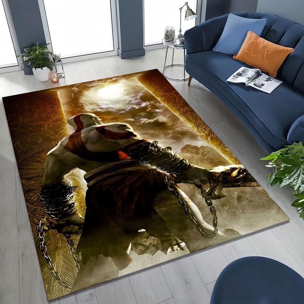 Classics God of War Kratos 3A Game Gamer Rug for Bedroom Living Room Sofa Home Doormat Decor, Large Kids Play Non-slip Floor Mat