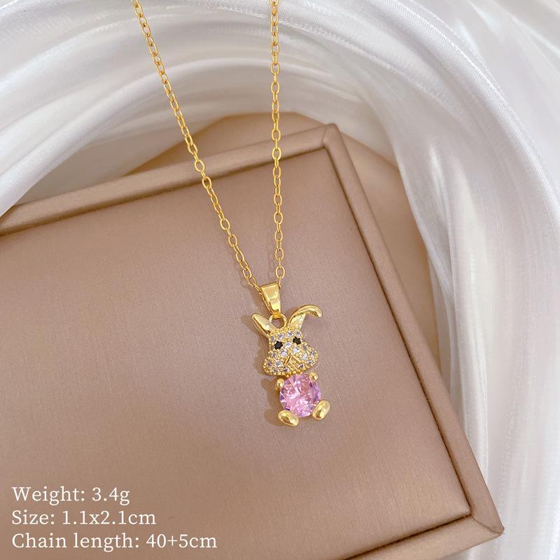 Copper Micro-Inlaid Necklace Women'S Copper Micro-Inlaid Real Gold Electroplating Simple And Exquisite Collarbone Chain Neck Chain