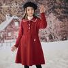 Sangluo Girls' Knit Woolen Dress - 2025 Autumn/Winter Red New Year Outfit