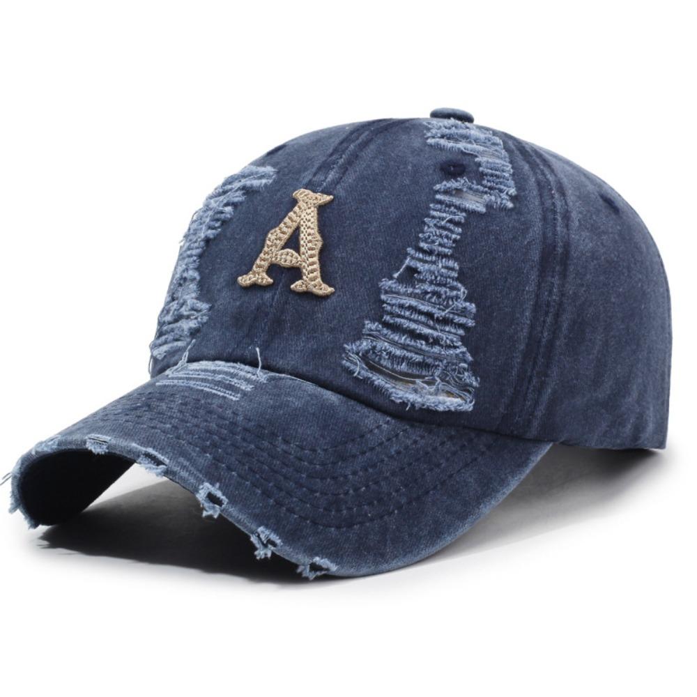 

Knitted Embroidery American Style Baseball Cap Breathable Trucker Hat Unisex Style темно-синий