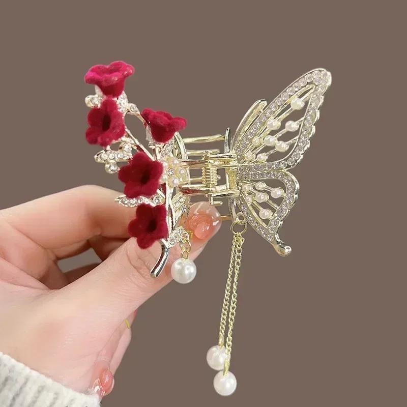 Shark Crab Clips Girls Hairpin Hair Accessories Korean Women Crystal Simple Hair Clip Butterfly Pearl Tassel Hair Clip