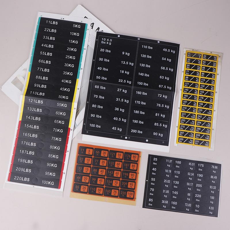 Weight Stack Labels 4.5Kg To 150Kg Black Background White Number Weight Stickers For Fitness Equipment Gym Strength Training