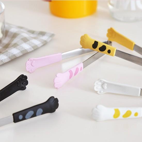Stainless Steel Cat Paw Nylon Food Tongs for Sandwiches, Baking, and BBQ