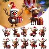Cartoon Elk Hanging Oranments 2D Acrylic Christmas Elk Fashion Xmas Tree Elk Pendants  New Years