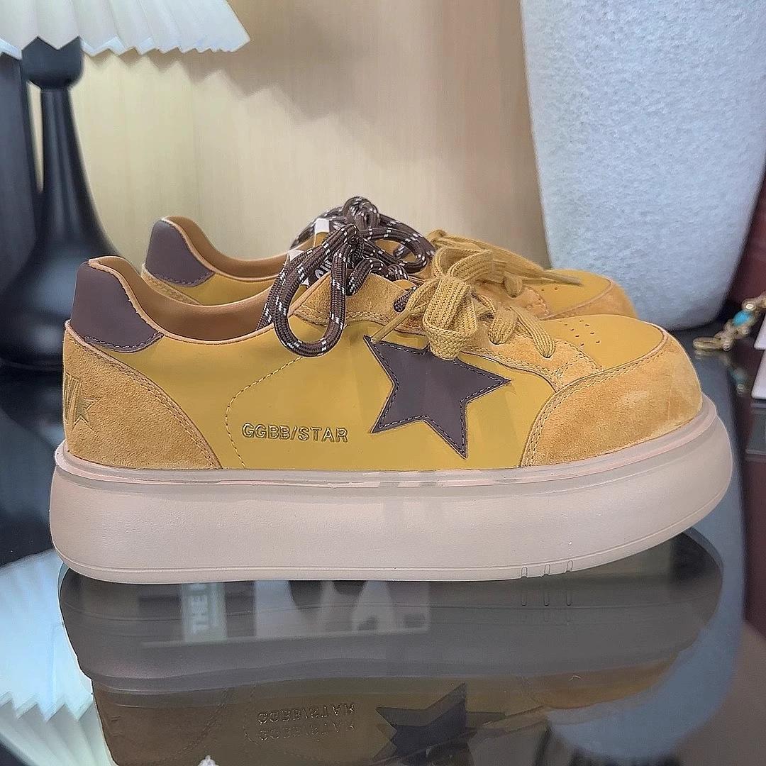 

Уродливо-милые туфли на платформе с большой головой и звездой женские 2025 весна новые удобные и легкие с круглым носком универсальные повседневные маленькие белые туфли 40 жёлтый